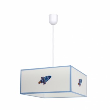 Distribuidor - Lâmpadas Diversas | Colgantes Infantil | COLGANTE COHETE 1XE27 BLANCO/AZUL REGX35X35 Ref: 117193501